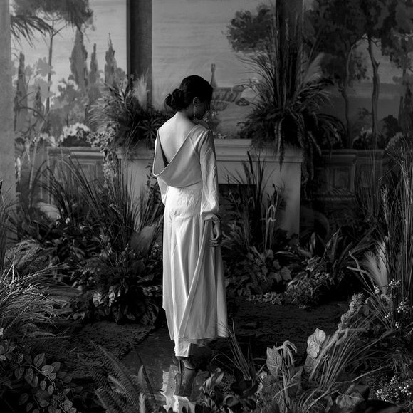 Nasty Gal | Satin Cowl Back Wrap Front Midi Dress | Size 2 | Cream Color - Picture 2 of 4